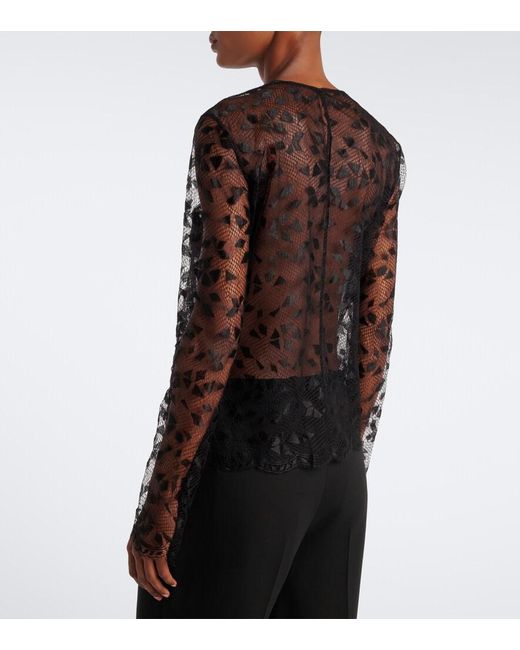 Fendi Black Sheer Lace Top