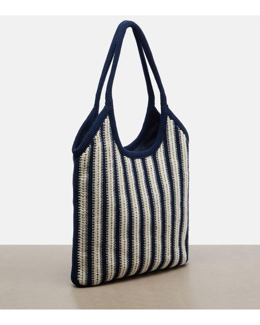 Miu Miu Black Ivy Medium Striped Crochet Shopper