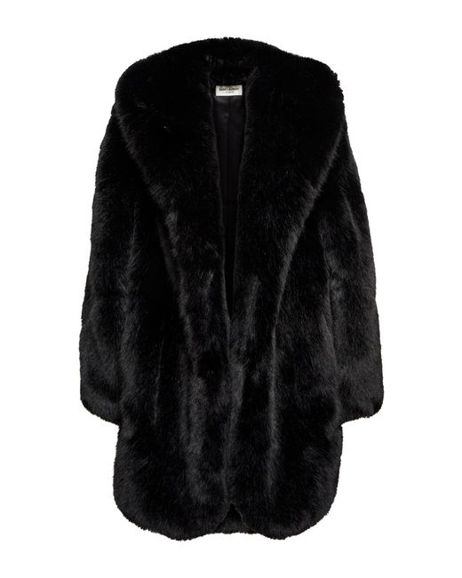 Saint Laurent Faux Fur Coat in Black | Lyst