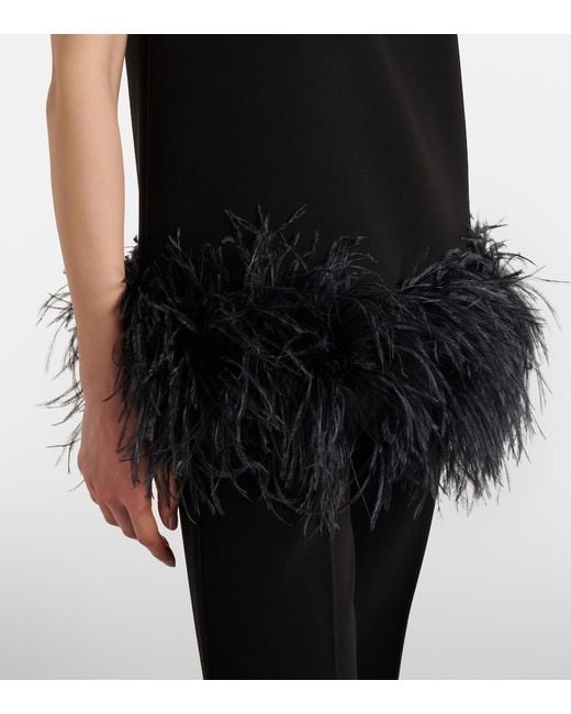 Max Mara Black Feather-Trimmed Top
