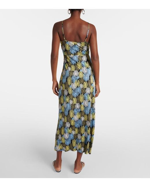 Diane von Furstenberg Green Saavya Printed Jersey Maxi Dress