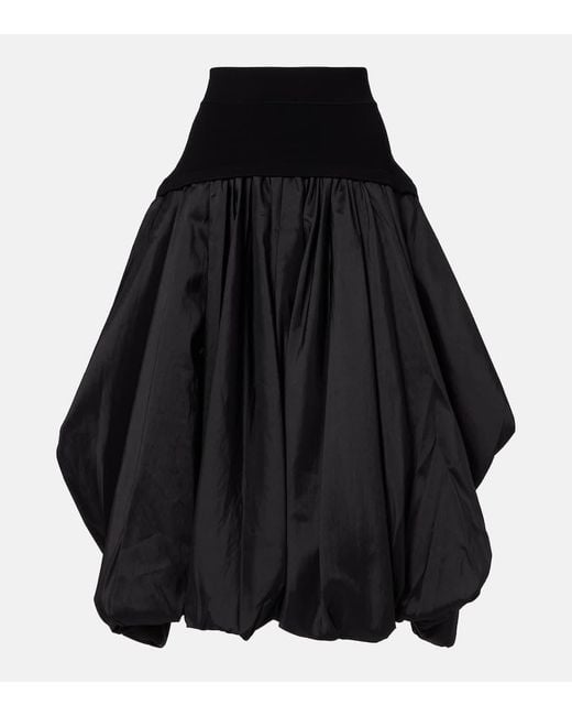 Jonathan Simkhai Black Corinn Bubble Midi Skirt