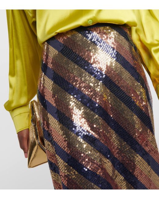 Rixo Multicolor Kelly Sequined Midi Skirt