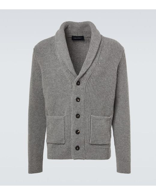 Thom Sweeney Gray Wool And Cashmere Cardigan for men