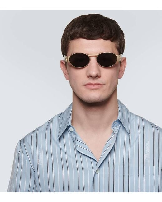 Versace Gray Oval Sunglasses for men