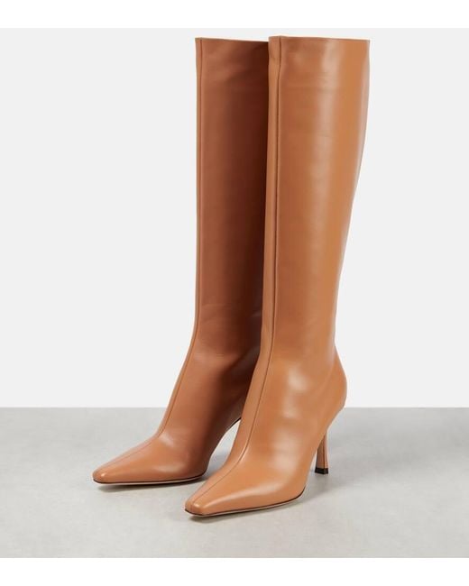 Jimmy Choo Brown Agathe 85 Leather Knee-high Boots