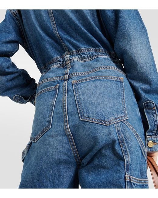 Ulla Johnson Blue Stevie Wide-Leg Denim Jumpsuit