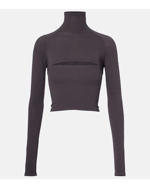 Alaïa Blue Second-Skin Cropped Cutout Top