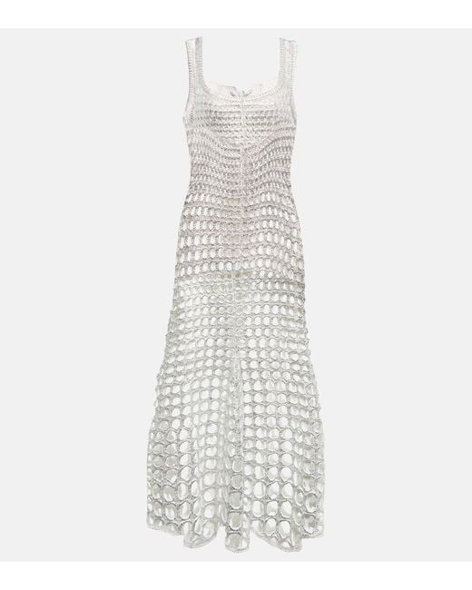 Chloé White Crochet Silk Maxi Dress