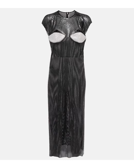 Christopher Kane Black Crystal-Embellished Cutout Midi Dress