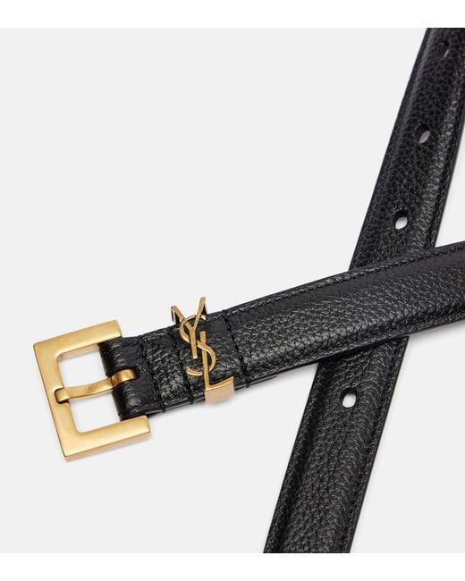 Saint Laurent Black Cassandre Leather Belt