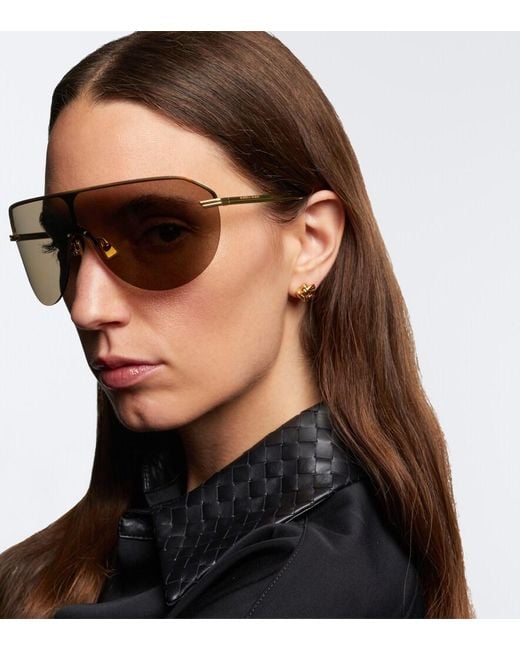 Bottega Veneta Gray Ribbon Aviator Sunglasses