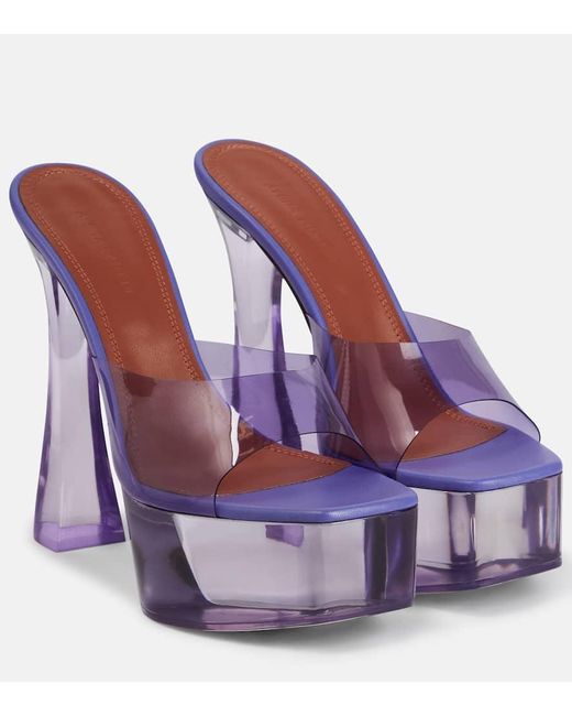 AMINA MUADDI Purple Dalida Glass Pvc Platform Mules