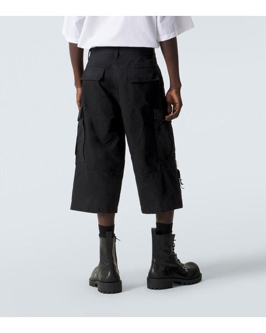 Balenciaga Black Cotton Cargo Shorts for men