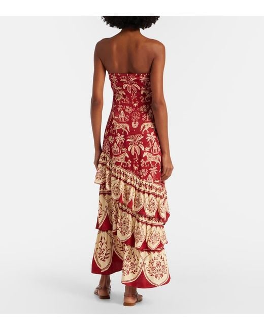 Farm Rio Haras Printed Tiered Maxi Dress