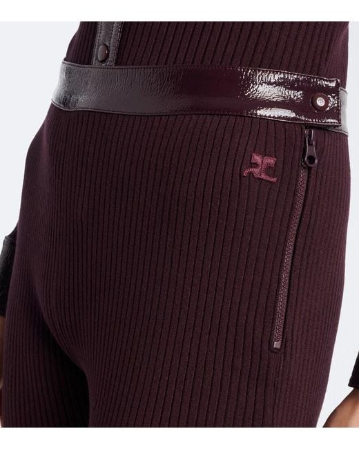 Courreges Purple Ribbed-Knit Flared Pants
