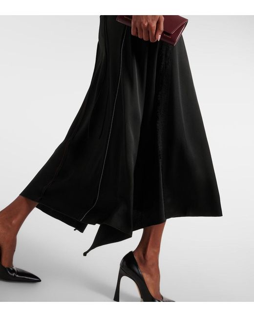Victoria Beckham Black Lace-Trimmed Crepe Satin Slip Dress