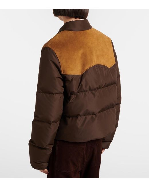 Miu Miu Brown Suede-Trimmed Ponge Down Jacket