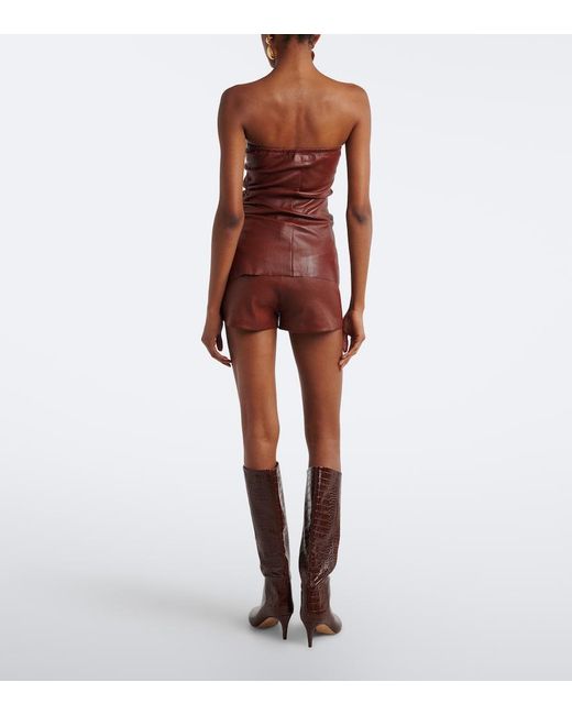 Stouls Red Roxie Mid-Rise Leather Shorts