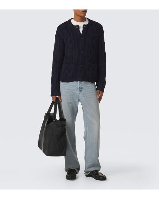 Saint Laurent Black Y Large Leather-Trimmed Tote Bag for men