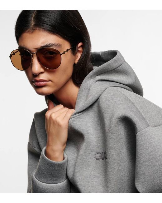 Gucci Natural Horsebit Aviator Sunglasses