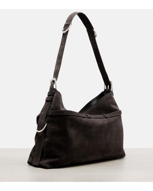 Givenchy Black Voyou Medium Suede Shoulder Bag