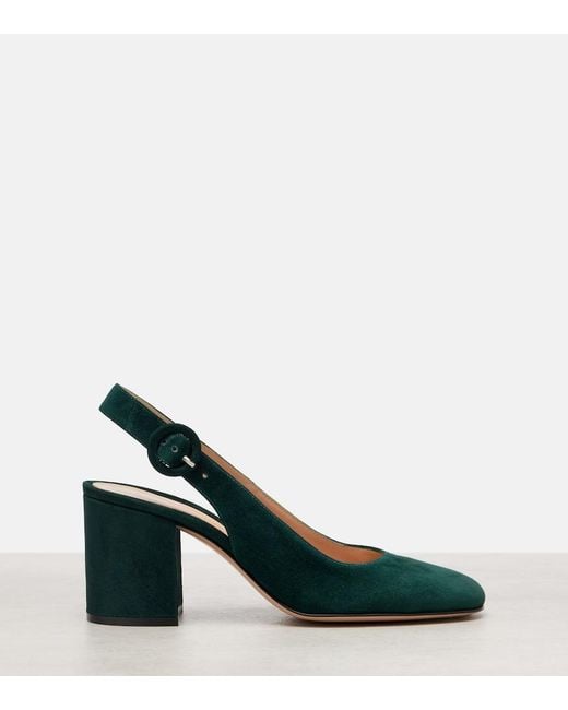 Gianvito Rossi Blue Suede Slingback Pumps