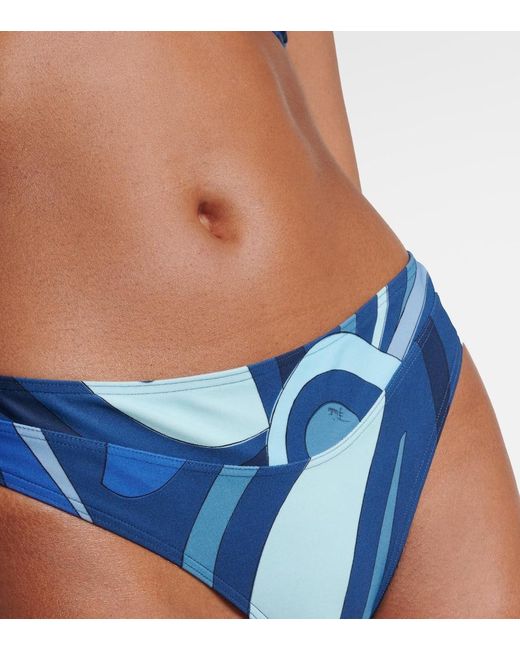 Slip bikini con stampa di Emilio Pucci in Blue