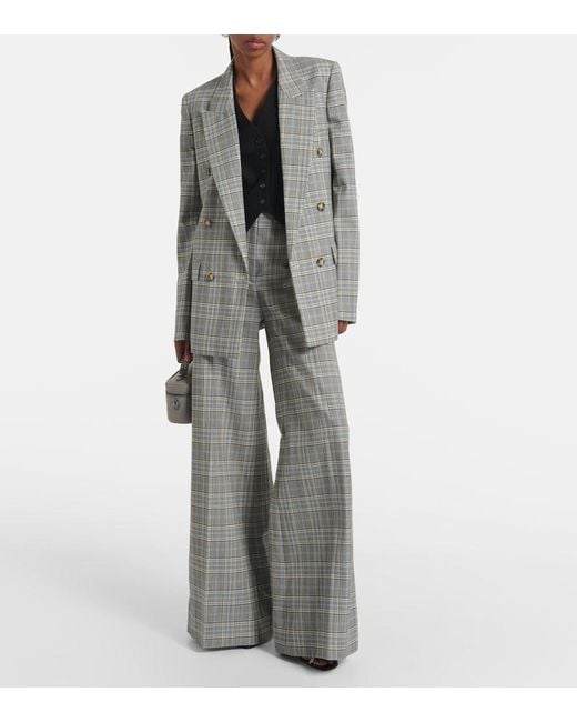 Stella McCartney Gray Checked Wool Flared Pants