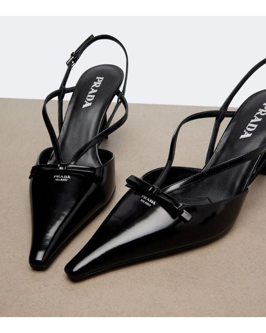 Prada Black Leather Slingback Pumps