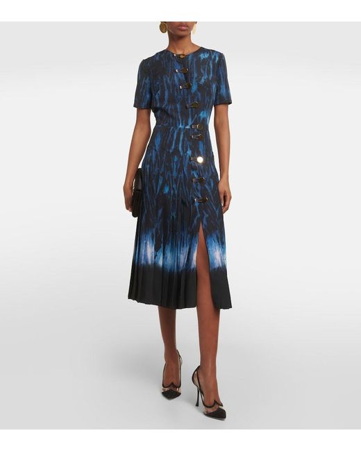 Altuzarra Blue Myrtle Printed Pleated Midi Dress