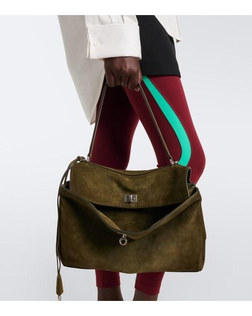 Balenciaga Black Rodeo Medium Suede Shoulder Bag