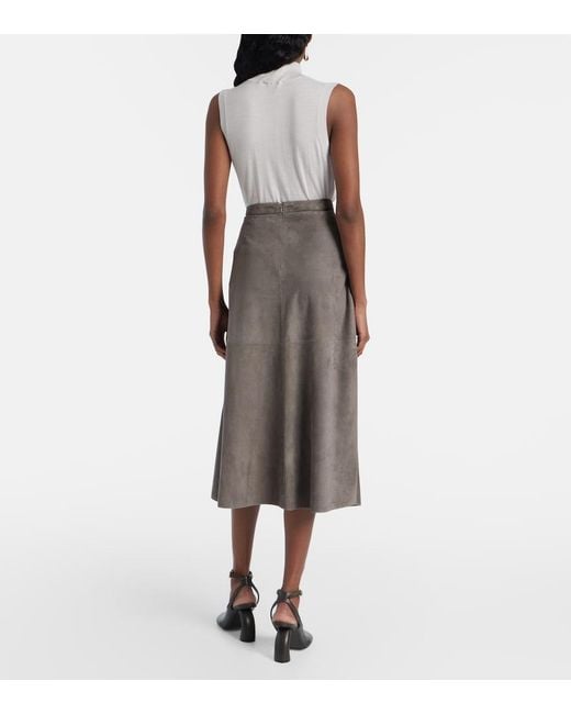 Max Mara Brown Suede Midi Skirt