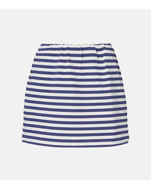 Posse Blue Haisley Striped Cotton Miniskirt