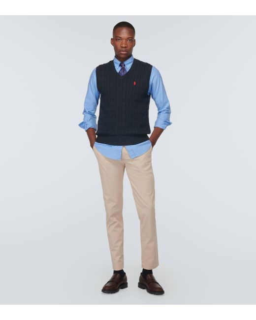 Polo Ralph Lauren Cable-knit Cotton Sweater Vest in Blue for Men | Lyst UK