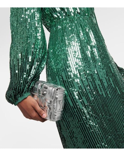 Robe Longue Coco A Sequins Rixo en coloris Green