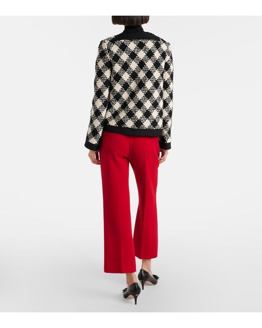 Valentino Red Vlogo Cropped Virgin Wool Crepe Straight Pants