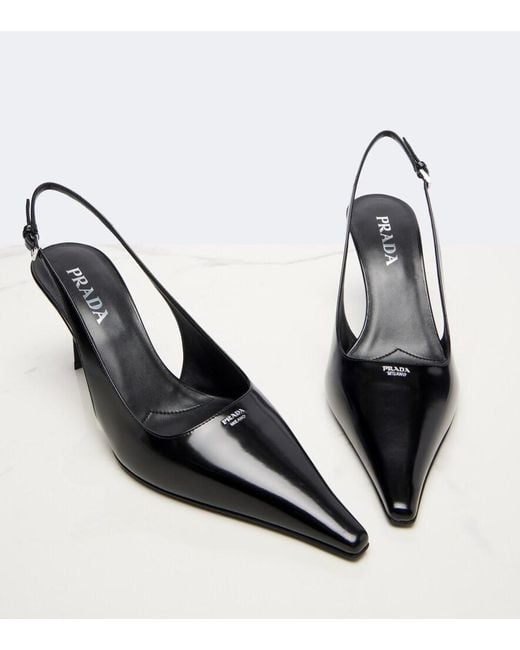Prada Black Leather Slingback Pumps
