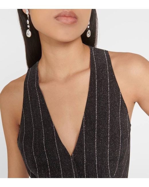 Norma Kamali Black Chalk Stripe Racerback Vest