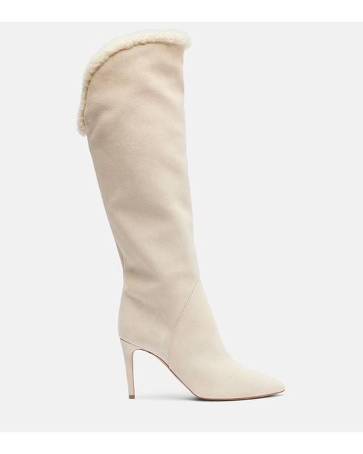 Paris Texas Natural Gaia 85 Suede Knee-High Boots