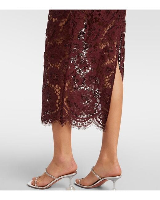 Self-Portrait Purple Floral Lace Midi Dress