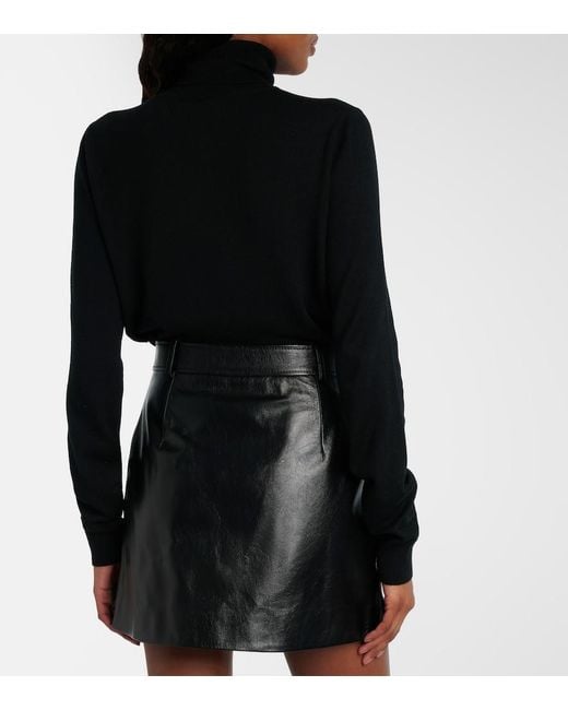 Gucci Black Leather Zip-Up Miniskirt