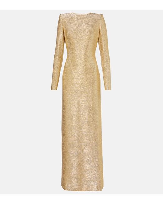 Oscar de la Renta Natural Lame Gown