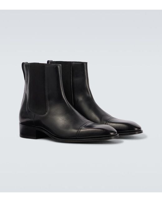 Tom Ford Black Hainaut Leather Chelsea Boots for men