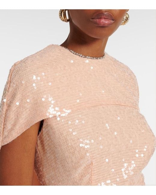 Erdem Natural Sequined Chiffon Gown