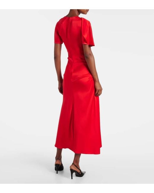 Victoria Beckham Draped Gathered Midi Dress