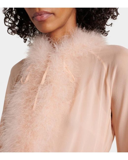 Blumarine Pink Georg Feather-Trimmed Midi Dress