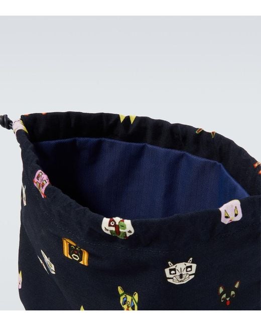 Loewe Blue X Louis Wain Leather-Trimmed Cotton Pouch for men