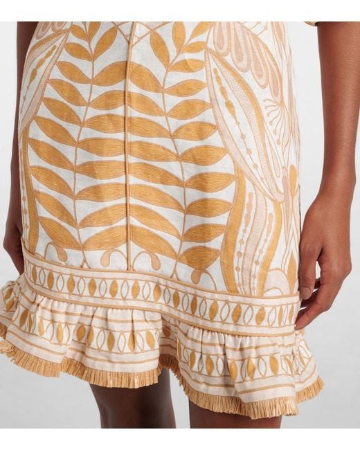 Farm Rio Natural Bedrucktes Minikleid Aus Leinen