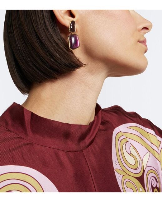 LaDoubleJ Purple Spells 24Kt-Plated Drop Earrings